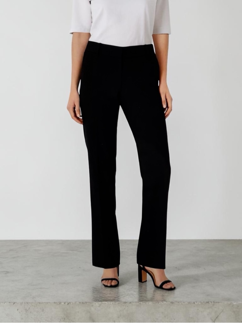 Ann Taylor The Straight Stretch Mid Rise Black Pant Trouser Size 0 New